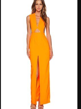 SOLACE LONDON Holt Maxi Dress in Orange Size US 0